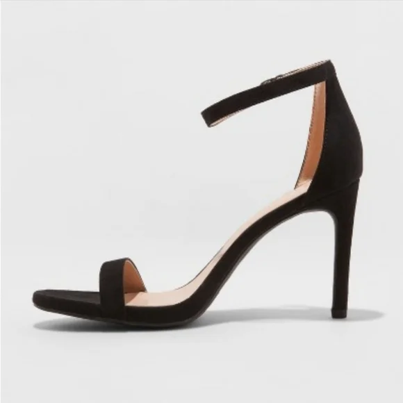 Women's Gillie Microsuede Stiletto Heeled Pump Sandals - A New Day Black 8.5 - Picture 2 of 9